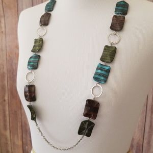 Green, Teal & Brown necklace